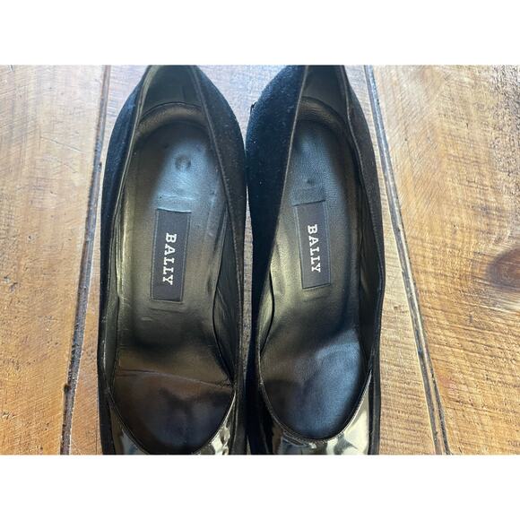 Womens BALLY Black Patent Felt Square Toe Made In Italy Dress‎ High Heels 7.5 - Picture 3 of 10